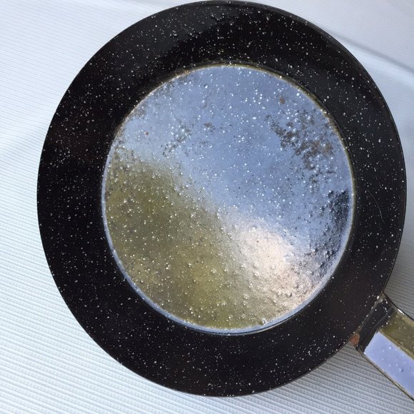 Black Speckled Enamelware Metal Dinner Plates & Frying Pan Skillet Camp Hike Set - Picture 7 of 12